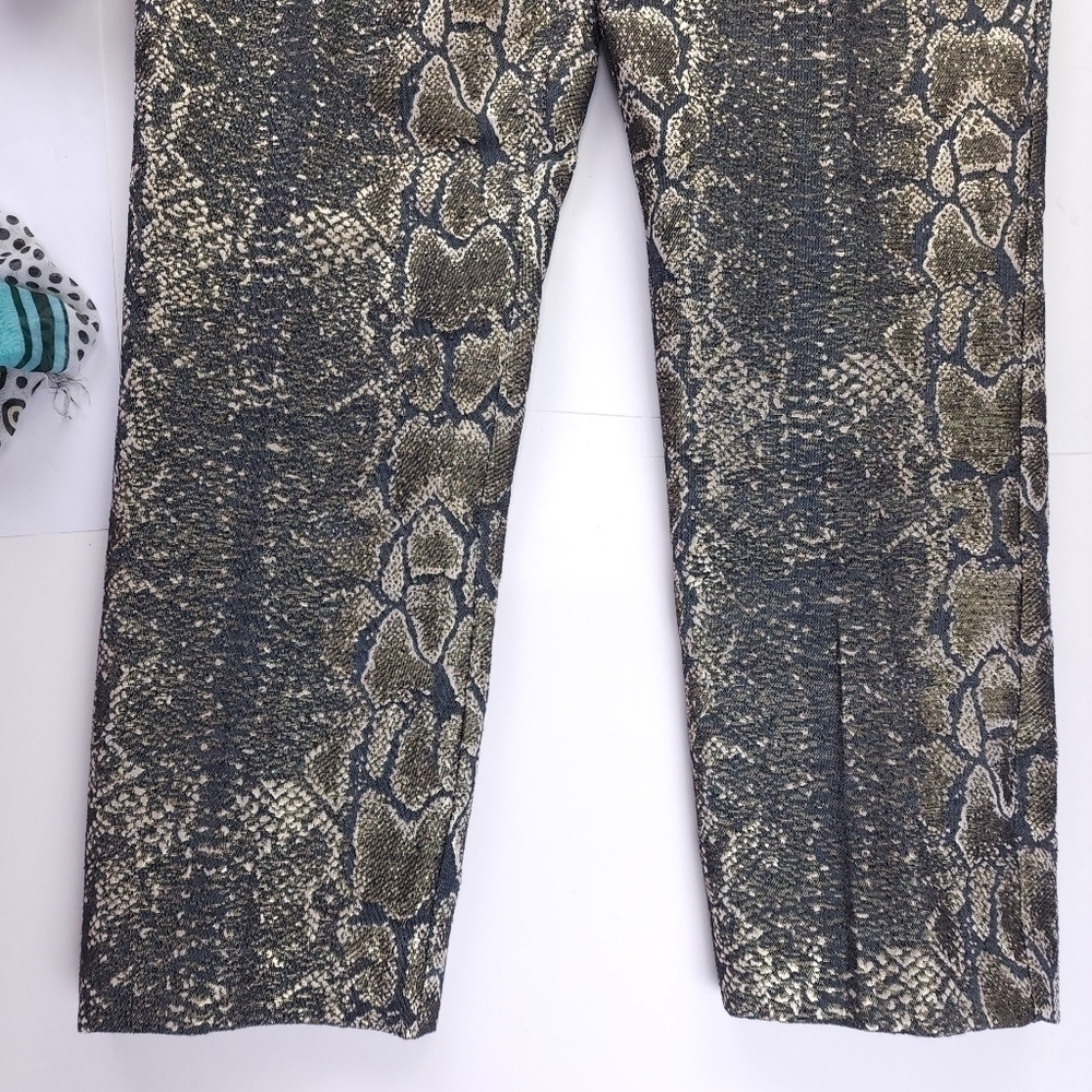 Worthington Gray Gold Snakeskin Print Lined Pants Size 10 - Picture 6 of 11